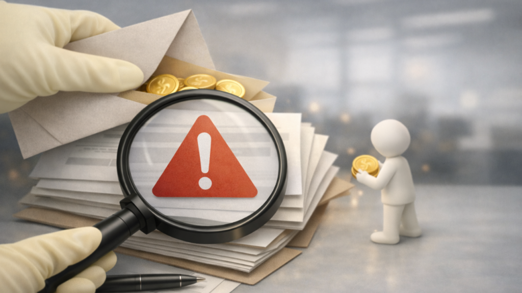 不正なお金を受け取ろうとしている画像