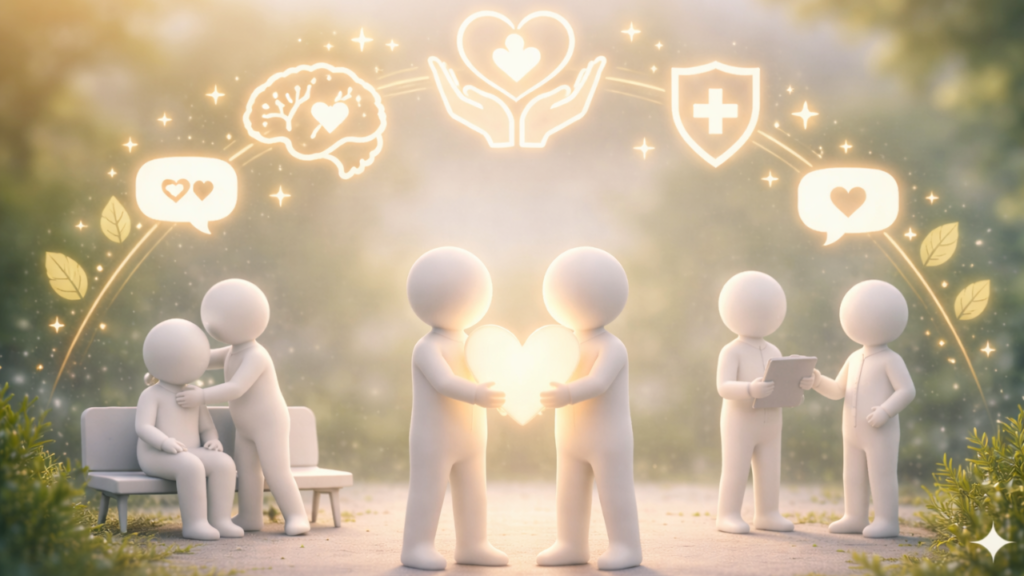 心の健康と支援をイメージした画像。