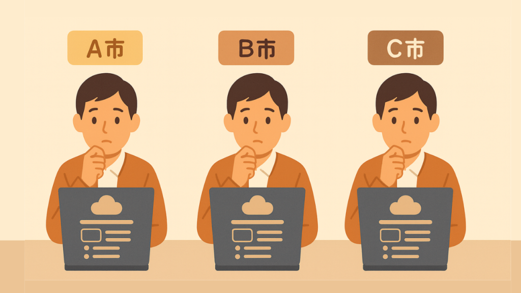 同じ手続きでも自治体によって手続きが異なることを表した画像